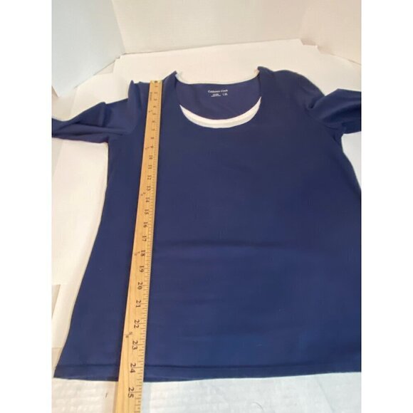 Coldwater Creek Blue & White Layered Look Top Stretchy Women's Size Medium - Picture 8 of 9